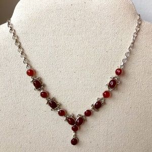 Vintage sterling silver 2 tone Carnelian necklace